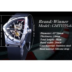 WINNER - orologio sportivo alla moda - cover trasparente - lancette luminose - quadrante a forma di triangolo