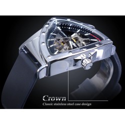 WINNER - orologio sportivo alla moda - cover trasparente - lancette luminose - quadrante a forma di triangolo