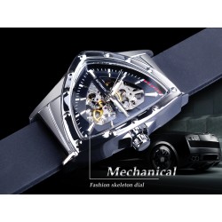 WINNER - orologio sportivo alla moda - cover trasparente - lancette luminose - quadrante a forma di triangolo