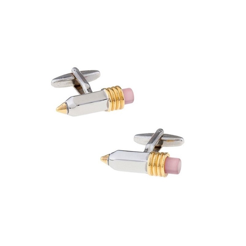 Stylish silver cufflinks - pencil shapeCufflinks