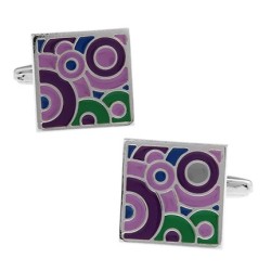 Fashionable square cufflinks - purple mosaicCufflinks