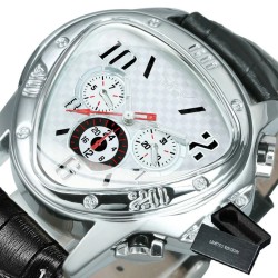 Jaragar - montre de sport automatique de luxe - cadran triangle géométrique - bracelet en cuir véritable