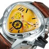 Jaragar - montre de sport automatique de luxe - cadran triangle géométrique - bracelet en cuir véritable