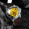 Jaragar - montre de sport automatique de luxe - cadran triangle géométrique - bracelet en cuir véritable