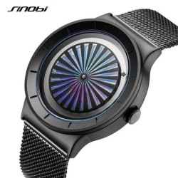 SINOBI - orologio al quarzo creativo - quadrante colorato - cinturino in maglia di acciaio inossidabile