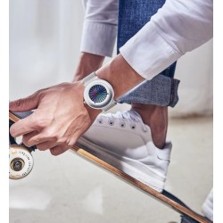 SINOBI - orologio al quarzo creativo - quadrante colorato - cinturino in maglia di acciaio inossidabile
