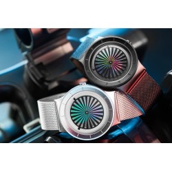 SINOBI - orologio al quarzo creativo - quadrante colorato - cinturino in maglia di acciaio inossidabile