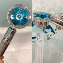 Soffione doccia moderno - risparmio idrico - girevole a 360° - con piccolo ventilatore - filtro