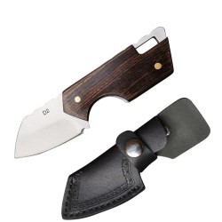 Mini foldable knife - stainless steel - wooden handle - with leather coverKnives & Multitools