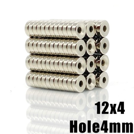 N35 - Magnete al neodimio - tondo svasato - 12 * 4 mm con foro 4mm