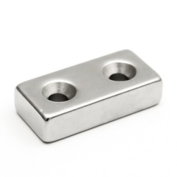 N35 - magnete al neodimio - blocco forte - 40 * 20 * 10 mm - con doppio foro da 5 mm - 1 pezzo