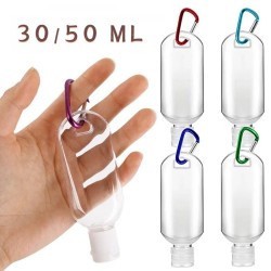 Flacone ricaricabile - mini contenitore - con gancio - disinfettante per le mani / dispenser sapone - 30ml / 50ml