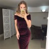 Fashionable velvet dress - off shouldersDresses