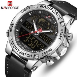 NAVIFORCE - orologio sportivo alla moda - al quarzo - analogico - cinturino in pelle - impermeabile