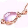 Elegante collana in oro rosa - pendente a forma di goccia d'acqua - cristalli - opale rosa