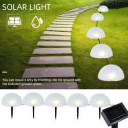 Lampada solare da giardino - a forma di mezzo globo - 5 LED - a tenuta stagna - da terra