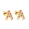 Eleganti orecchini a bottone - con strass colorati - lettere dell'alfabeto