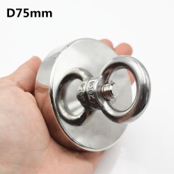 N52 - magnete al neodimio - potente cilindro magnetico con gancio - 200kg - D75mm
