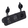 Chargeur de voiture - prise avec double USB - allume-cigare / voltmètre - affichage numérique à LED