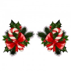 Christmas candy cane with mistletoe - car & wall vinyl sticker - 13 * 7.2cmWall stickers