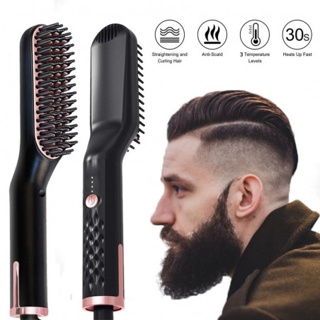 Multifunctional hair / beard brush - comb - straightener - with temperature adjustmentHair straighteners