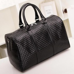 Fashionable travel bag - large capacity - leather - woven patternBags