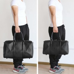 Fashionable travel bag - large capacity - leather - woven patternBags