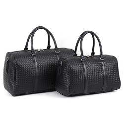 Sac de voyage tendance - grande contenance - cuir - motif tissé