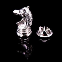 Classic silver brooch - pin - chess horse designBrooches