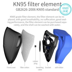 Mascherina protettiva in silicone - riutilizzabile - antipolvere - antibatterica - valvola dell'aria - filtro KN95