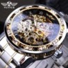 WINNER - montre de luxe - mécanique - lumineuse - avec diamants - design squelette transparent - avec boîte