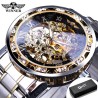 WINNER - orologio di lusso - meccanico - luminoso - con diamanti - design scheletrato trasparente - con scatola