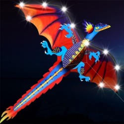Cerf-volant dragon coloré - avec lumières LED