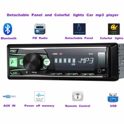 Autoradio - telecomando - pannello removibile - Bluetooth - 1DIN - 2,5 pollici - 12V - FM - USB - AUX-IN - MP3