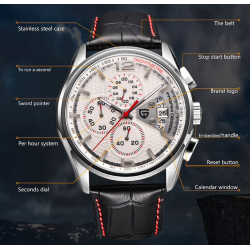PAGANI DESIGN - luxury quartz watch with leather bandWatches