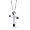 Elegante collana - croce di cristallo blu - argento sterling 925