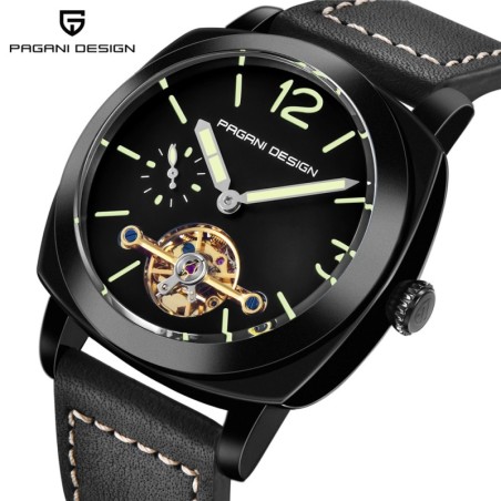 PAGANI DESIGN - orologio da uomo automatico / meccanico - lancette luminose - cinturino in pelle - impermeabile