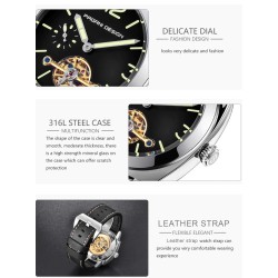 PAGANI DESIGN - orologio da uomo automatico / meccanico - lancette luminose - cinturino in pelle - impermeabile