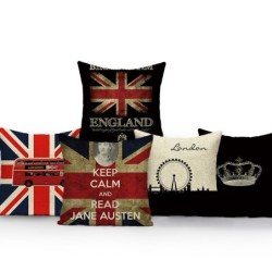 Fodera per cuscino decorativo - Stile londinese - Bandiera britannica - 40 cm * 40 cm - 45 cm * 45 cm