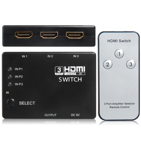 3 a 1 - Switcher HDMI con telecomando - Splitter HDMI