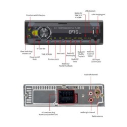 Autoradio - 1 Din - Bluetooth - AUX - USB - telecomando