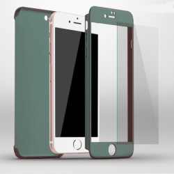 Coque intégrale Luxury 360 - avec protection d'écran en verre trempé - pour iPhone - verte