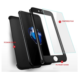 Coque intégrale Luxury 360 - avec protection d'écran en verre trempé - pour iPhone - or