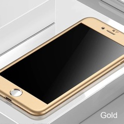Luxury 360 full cover - con protezione per lo schermo in vetro temperato - per iPhone - color oro