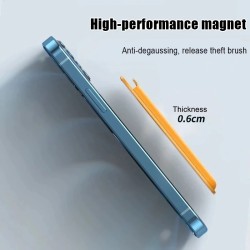 Chargement sans fil Magsafe - étui magnétique transparent - porte-cartes magnétique en cuir - pour iPhone - bleu foncé