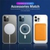 Recharge sans fil Magsafe - étui magnétique transparent - porte-cartes magnétique en cuir - pour iPhone - violet