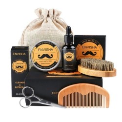 Professional beard care set - cream - oil - comb - scissors - 6 piecesBeard