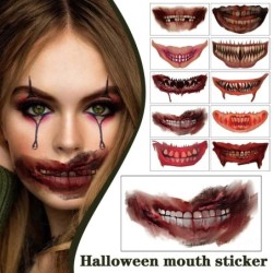 Tatouage temporaire Halloween - autocollant étanche - bouche / dents