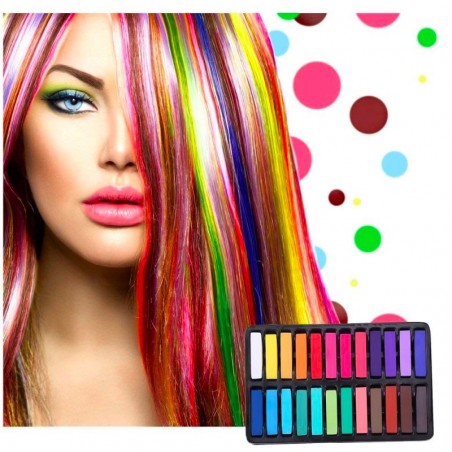 Tintura per capelli temporanea - gesso - pastello per capelli - 24 colori