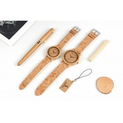 Bamboo wood watch - Quartz - handmade - cork strap - for her - for him - for couplesWatches